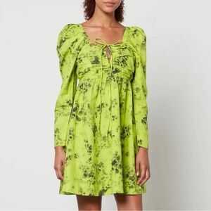Ganni Floral-Print Organic-Cotton Mini Dress Size US 0 NWOT